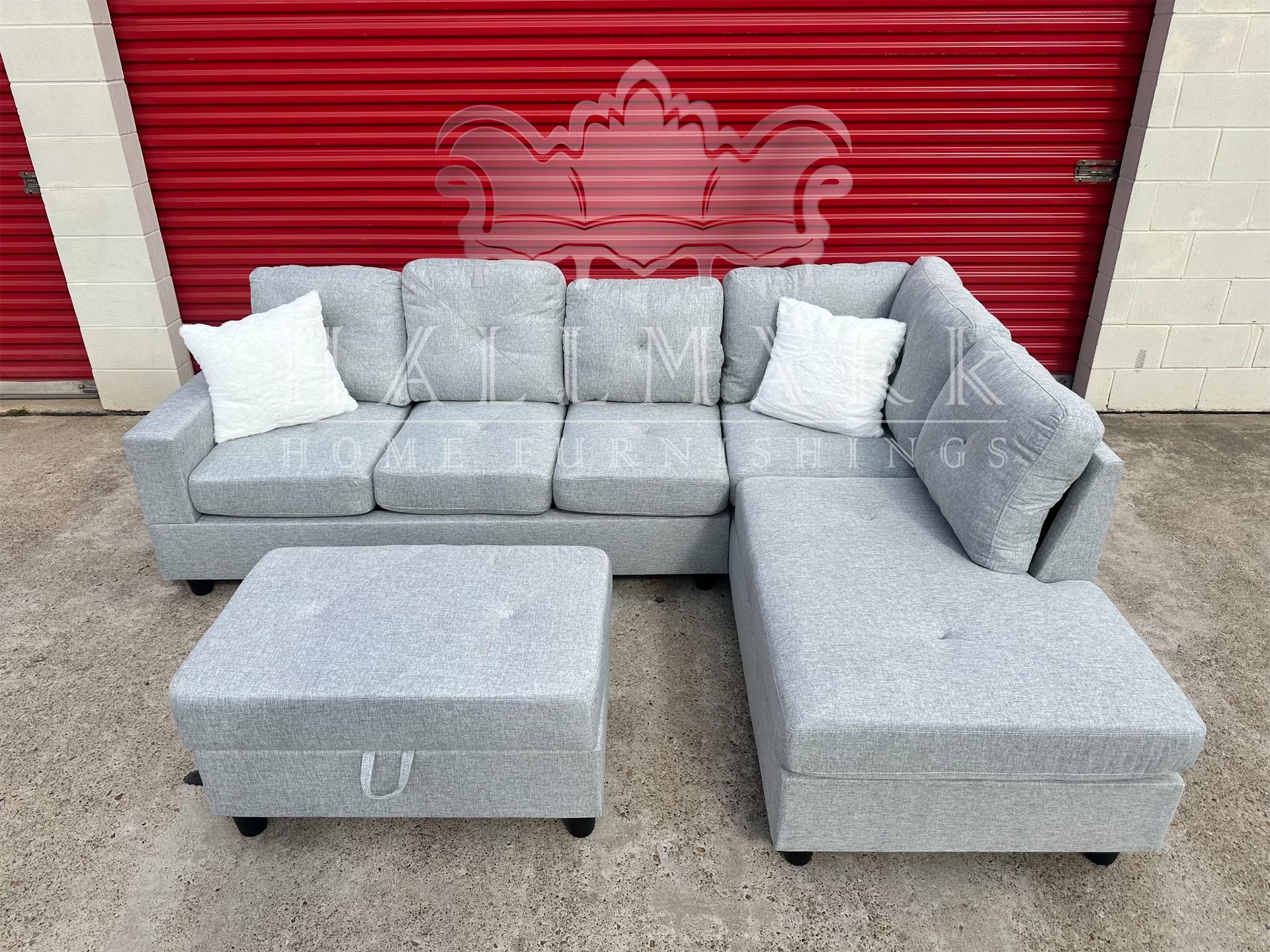 New-in-Box Grey Sectional Couches (🚚FREE DELIVERY)