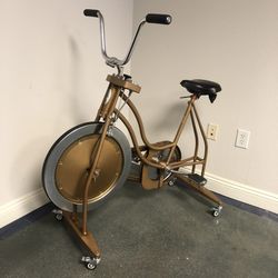 Vintage 1970 Schwinn “Exerciser” stationary bike manufactured by the original Schwinn Bicycle Company in Chicago.