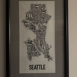 Seattle Typographic map - Framed Art