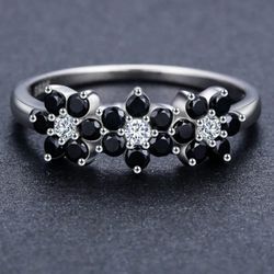 Elegant 925 Silver Cubic Zirconia Flower Ring  Valentine's Day Special 