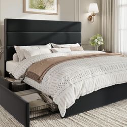 Black Queen Storage Bed Frame 