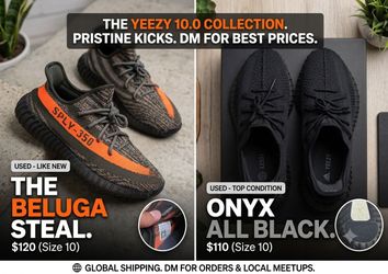 2 Pairs Yeezy Boost 350 V2 (Onyx & Carbon Beluga)
