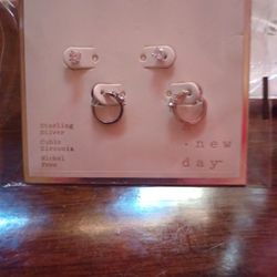Cubic Zirconia 2 Sets Of Earrings 