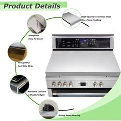 BRAND NEW STAINLESS STEEL STOVE COVER, CUTTING BOARD, KITCHEN ASSISTANT 30”x22” COVERS 4 BURNERS