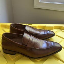 TOMMY HILFIGER Men's 8.5 Black Leather Loafer Dress Shoe Pre-owned In Good Condition 