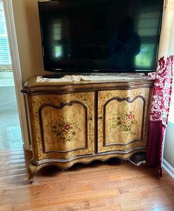 Vintage Hand Painted French Provincial Credenza
