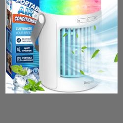 Portable Air Conditioners Fan, 600ML Evaporative Mini Air Cooler with 3 Speeds 7 Colors, Humidifier Personal Air Cooler & Large Water Tank for Office