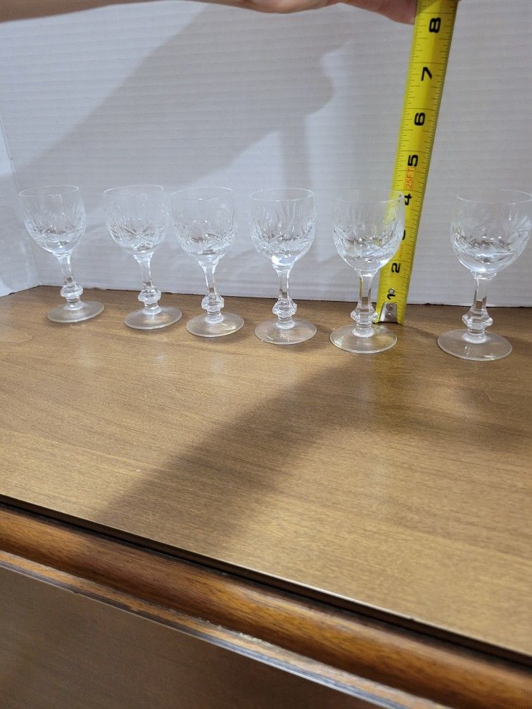 6 Crystal Liqueur Glasses Set 6 Piece Colorless H4, 2in