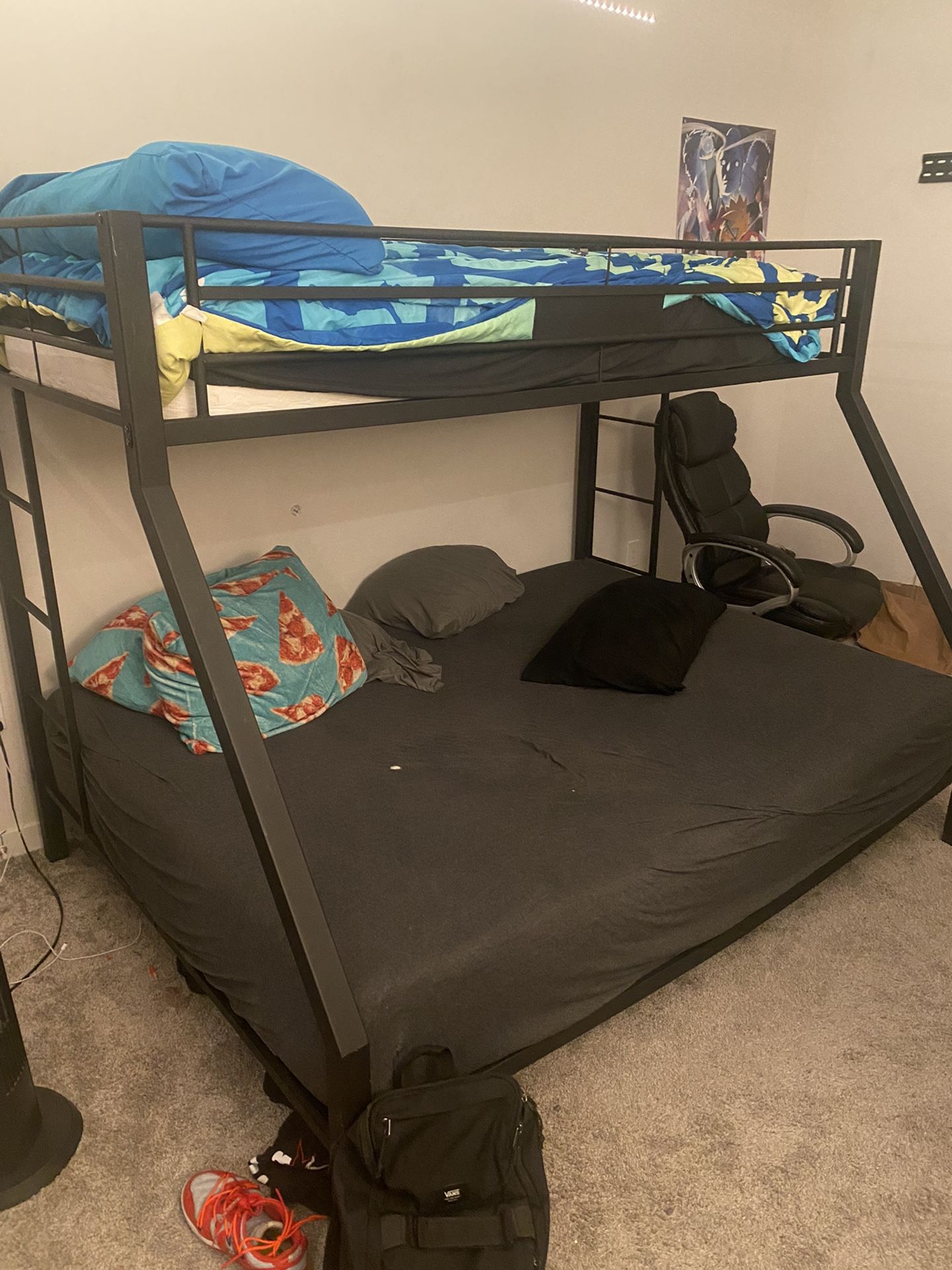 Full Under Twin Metal Bunk Bed 