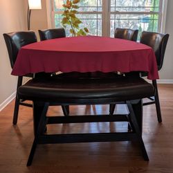 Contemporary Bar Height Dining Set: 3-sided Table, 4 Chairs And Bench