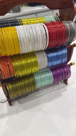 Beautiful Handcrafted Wooden Bangle Holder + Bangles
