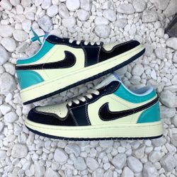 High-version best-selling leather embossed AJ1Low in mint green woven design