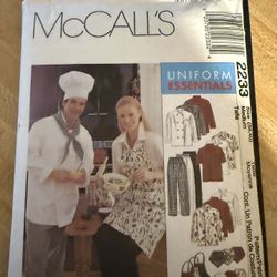 McCall’s 2233 Pattern For Uniform Essentials- Chef Coat, Hat, Apron 