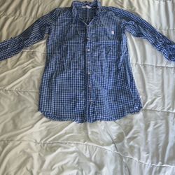 PINK Victoria Secret Blue Plaid Button Front Tunic Top Size XS 3/4 Sleeve