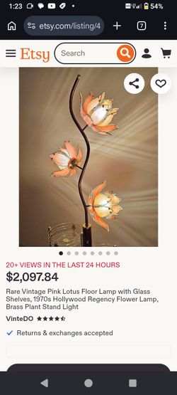 Tall Pink Lotus Floor Lamp Vintage