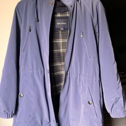 Dark Blue Náutica Coat Detachable Hoodie