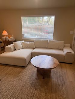 Acanva Imola Bouclé White 114" Chaise Sectional Sofa