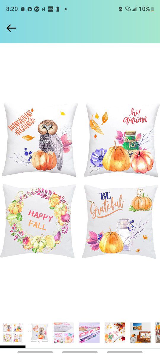 Likeny Fall Decor,Fall Decorations for Home Pillow Covers 18x18 Set of 4, Autumn Thanksgiving Harvest Pumpkin Farmhouse Decorative Throw Pillows Cover