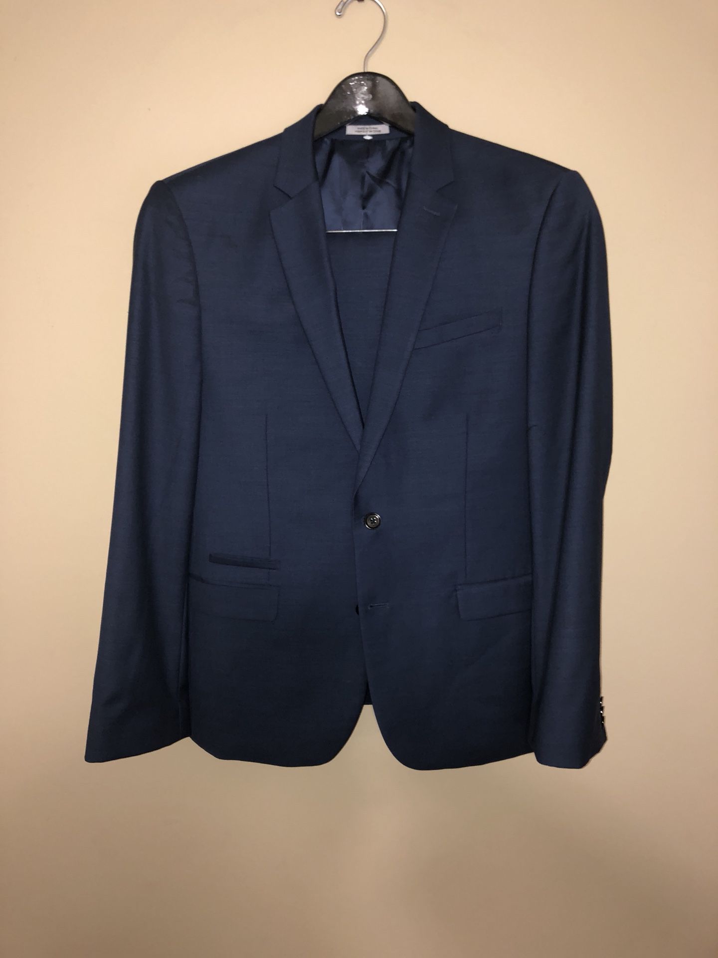 Navy Blue Express Fitted suit Blazer 40 Regular Pants 33/30
