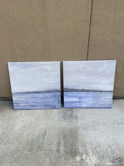 Set of 2 Abstract Landscape Canvases