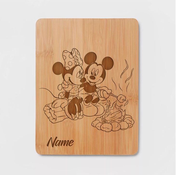 Mickey Minnie Minnie Campfire Bamboo Wood Frame
