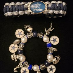 Dallas Cowboys (2) Piece Set Paracord and Charm Bracelets 