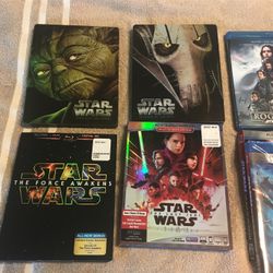 Star Wars Lot,(Star Wars 2,3,4 & 6) Are Steel books,Indiana Jones Lot,(Raiders Is A Steel book),+ 2 More Blu Rays L@@K!!!
