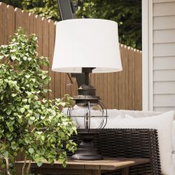 Kenroy Home 03070 Hatteras Outdoor Table Lamp with Gilded Copper with Seeded Glass