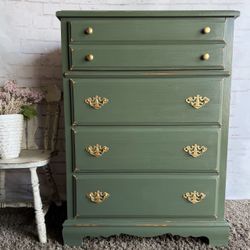 Shabby distressed tallboy dresser chest of drawers
