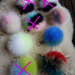 15cm/6" Genuine Fox Fur Pom Pom Keychains
