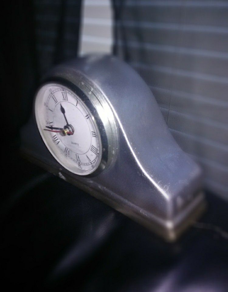 Custom metallic silver antique clock