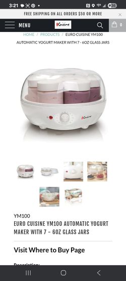 Euro Cuisine YM100 Automatic Yogurt Maker With 7 - 6oz Glass Jars