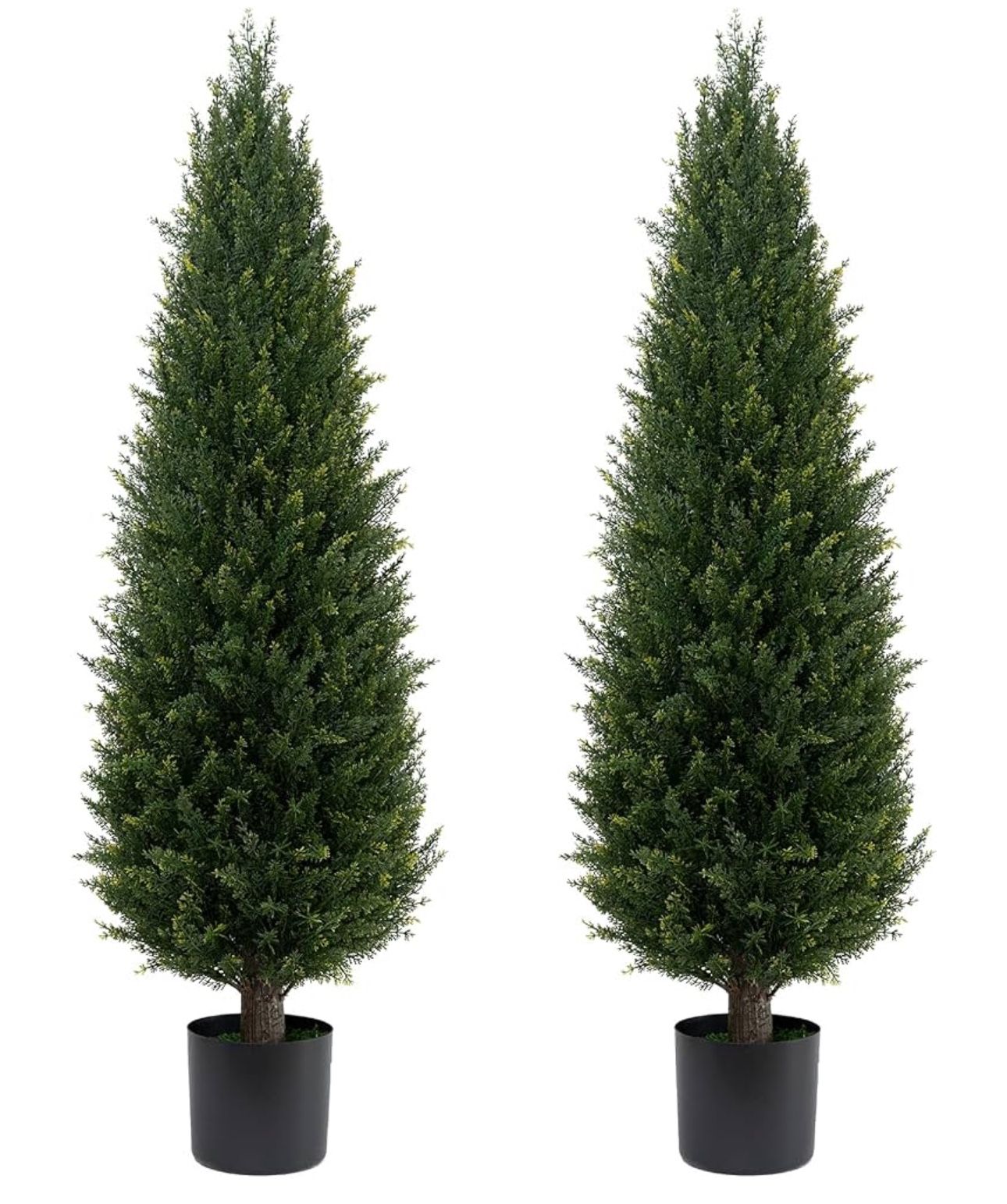 Two 4FT Artificial Cedar Trees Artificial Pine Tree UV Resistant Potted Plant Artificial Outdoor Tree Artificial Plants for Indoor Outdoor Garden Home
