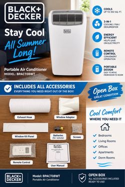 Black+Decker BPACT08WT Portable Air Conditioner - Open Box!