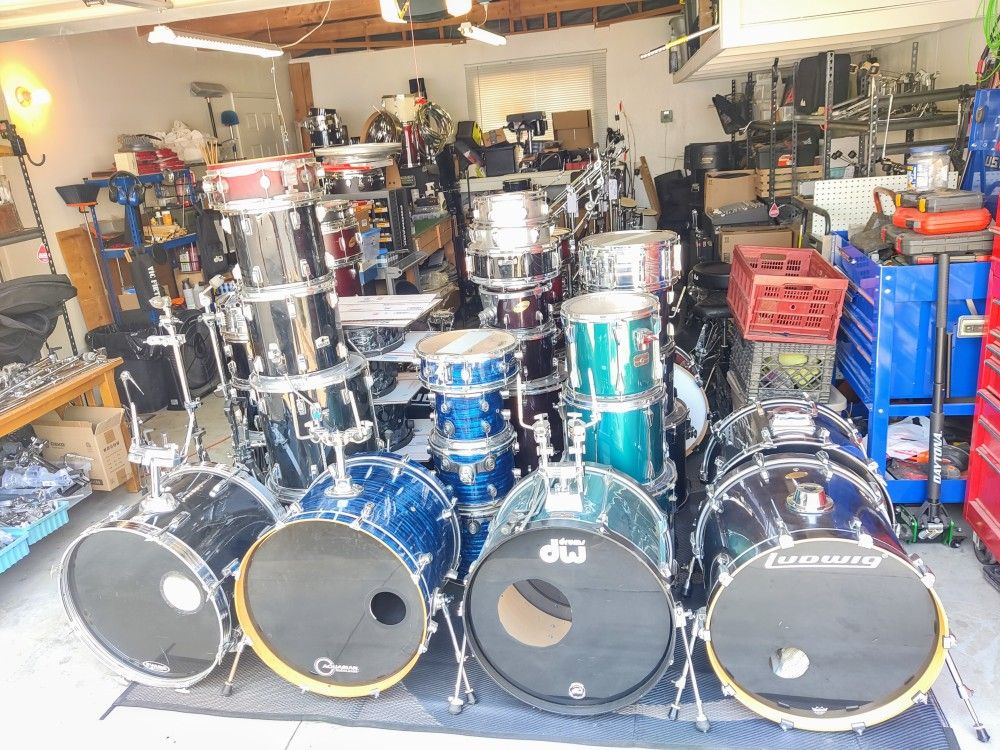 Massive Inventory Of Drum sets Cymbals Snare Drums Stands Pedals Thrones 50% Or More Off Retail