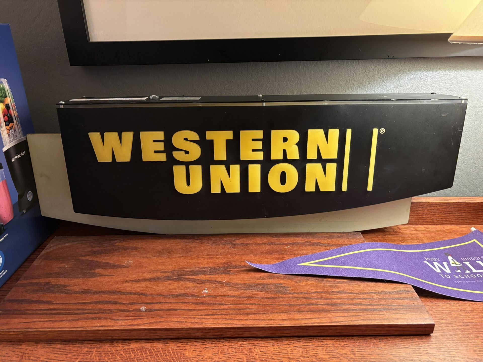 Modern Western Union Indoor Sign Needs 12v 4a Wire Works Great Store Sign 