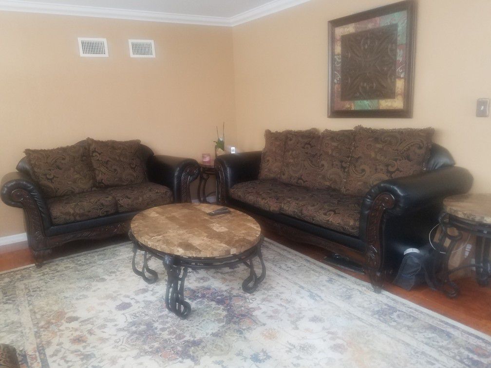 Living room set sofa, love seat, ottoman, tables