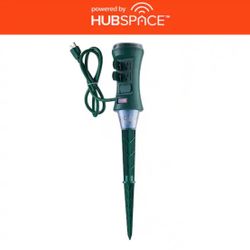 Smart Outdoor 4 ft. 6-Outlet Power Stake Timer with Holiday Lights Projector Powered by Hubspace @Ch-875