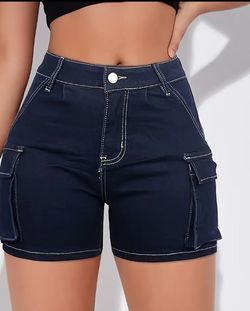 [HME]Workwear Denim Shorts, Made Of Elastic Fabric, Are Comfortable, Hip-lifting, Fashionable And Versatile. Washed Denim Is Retro And Classic.