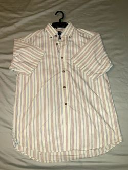 Men's Striped Button-Down Dress Shirt S