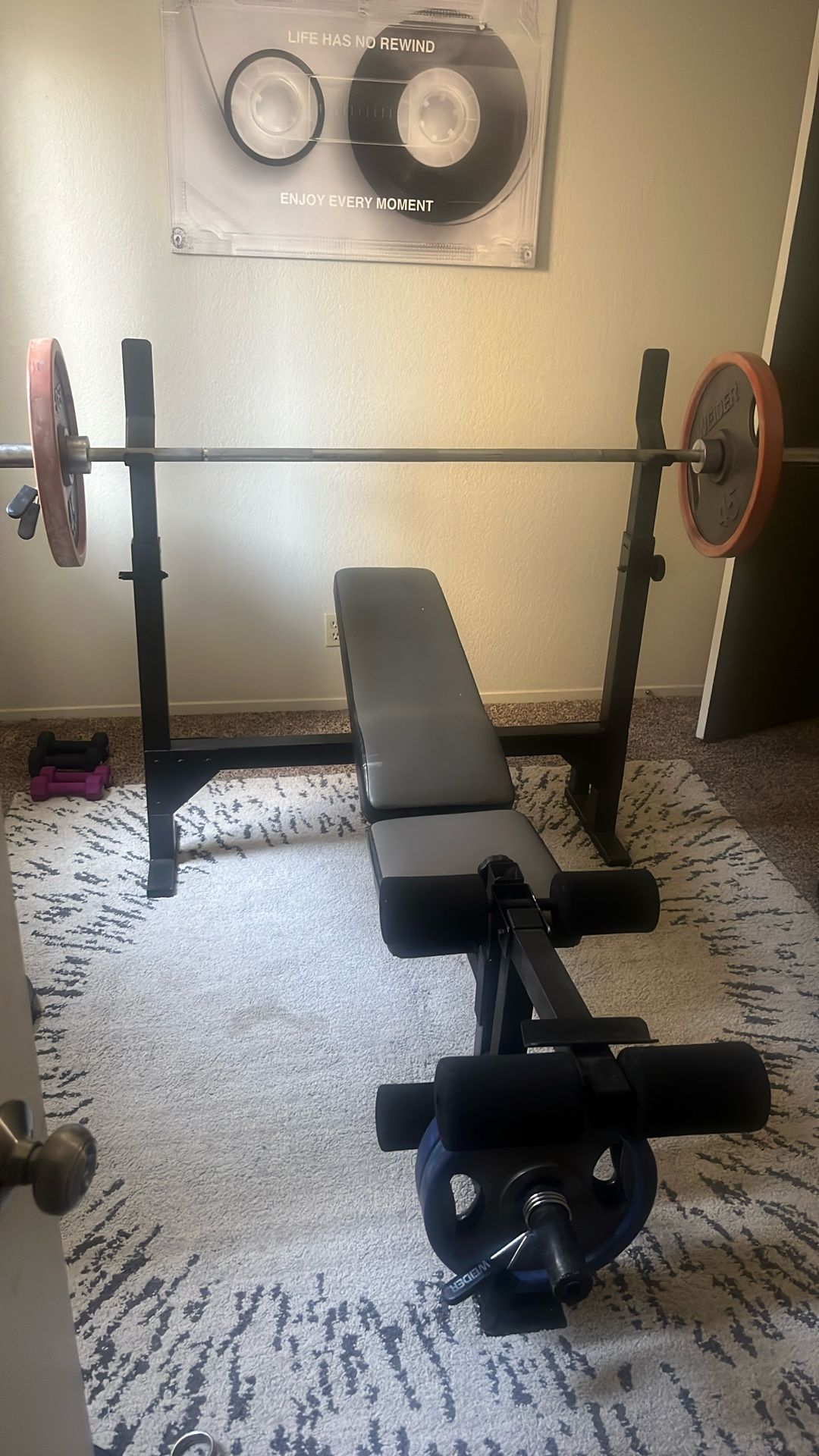 Weider Weight Bench With Weights +bar