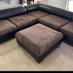 3-Piece Brown Sofa Set + Ottoman – Modern – Must Go
