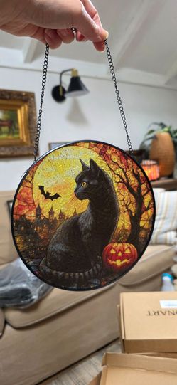 Halloween glass window art