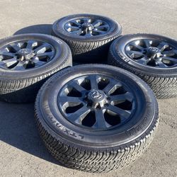 Factory 20” Dodge Ram 2500 Rims 8 lug & Michelin AT tires   Factory Black 20” ram 8 lug wheels & Michelin AT tires