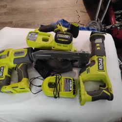 Ryobi Air Strike Nail Gun. Brushless Skill Saw And Sawzall 
