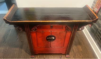 Vintage Red and Black Cabinet with Drawer