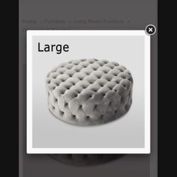 New gray tufted Pottery Barn Ottoman