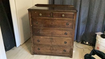 Vintage Wood Dresser with 6 Drawers