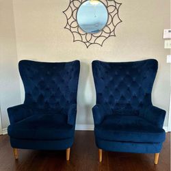 Velvet Tall Wingback Accent Chairs