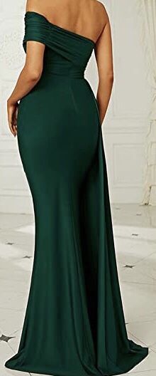 Green One Shoulder Maxi Prom Dress Size Medium 